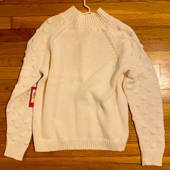 Pale Pink Cotton Sweater with Popcorn Sleeves - Picture 2 of 6